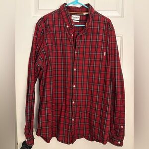 Men's Red and Black Plaid Button Down Shirt